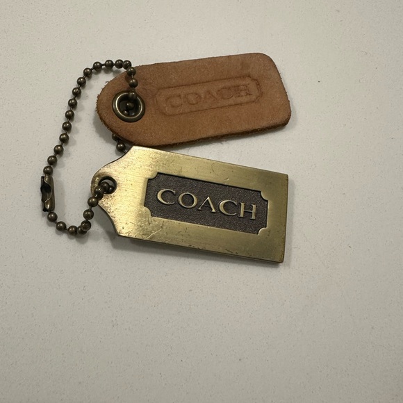 Coach set of vintage Bronze and Brown leather hang tags - Picture 3 of 4